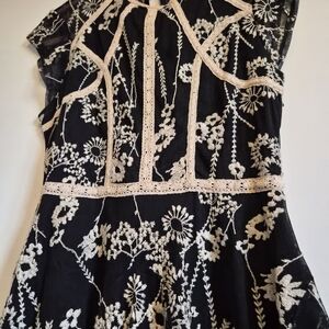 Anthropologie FREE PEOPLE Black and Cream Lace Dress